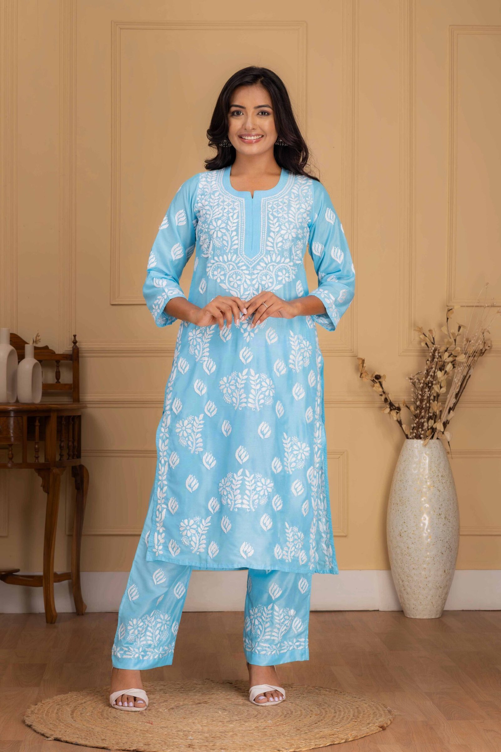 Light blue Muslin Kurti set