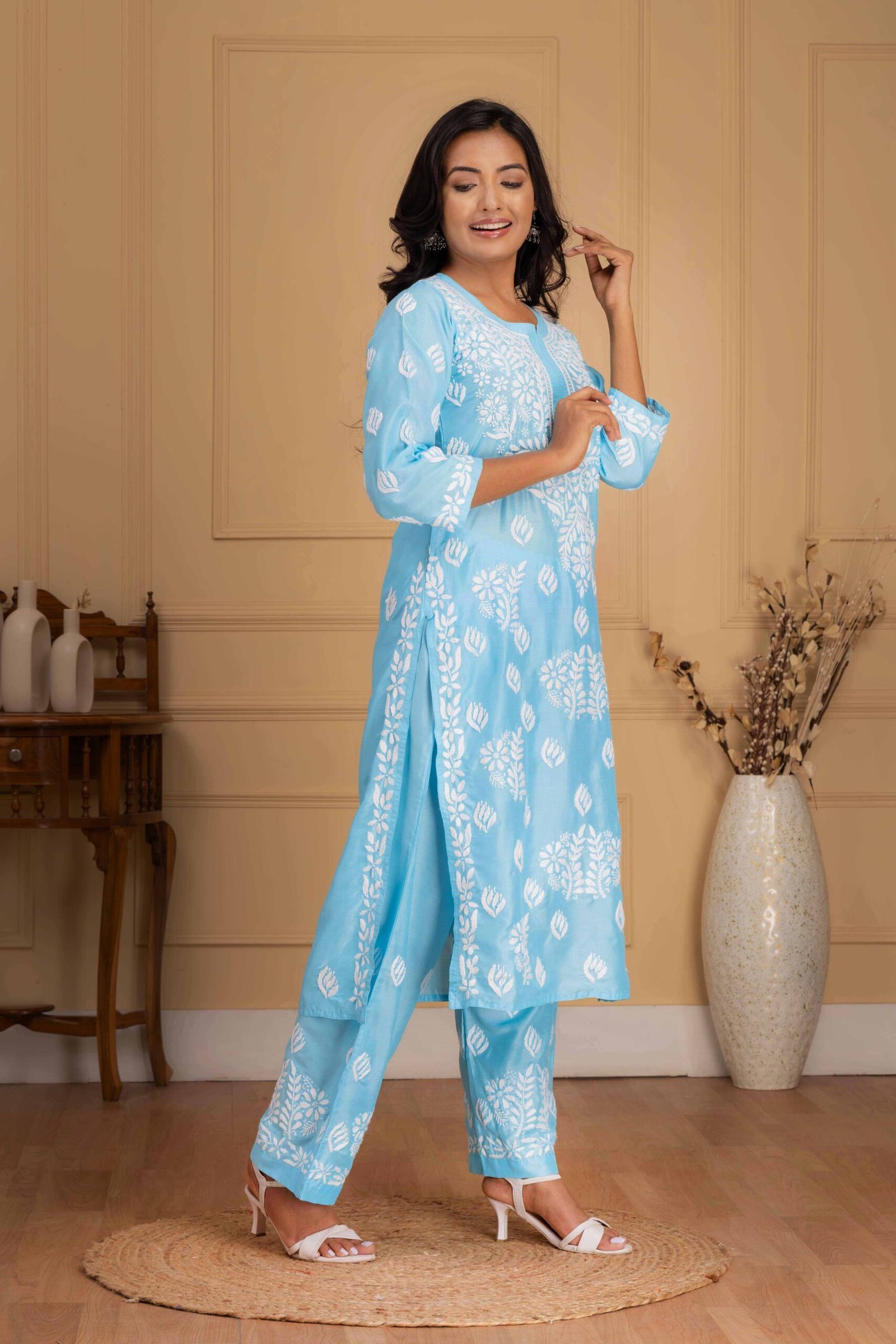 Light blue Muslin Kurti set