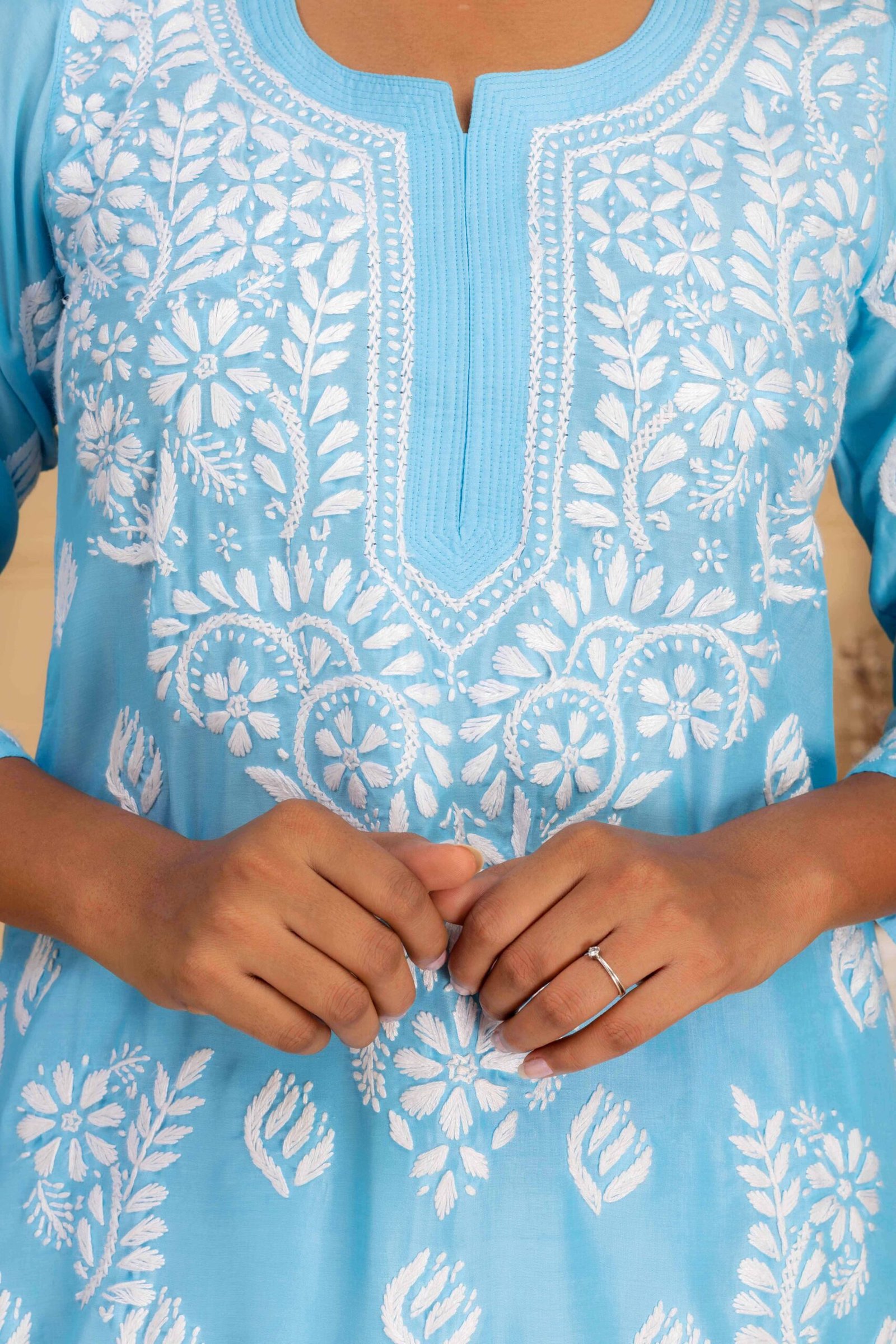 Light blue Muslin Kurti set