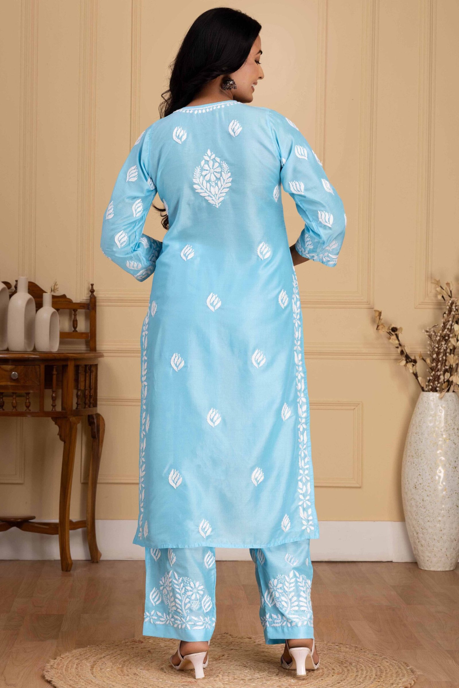 Light blue Muslin Kurti set