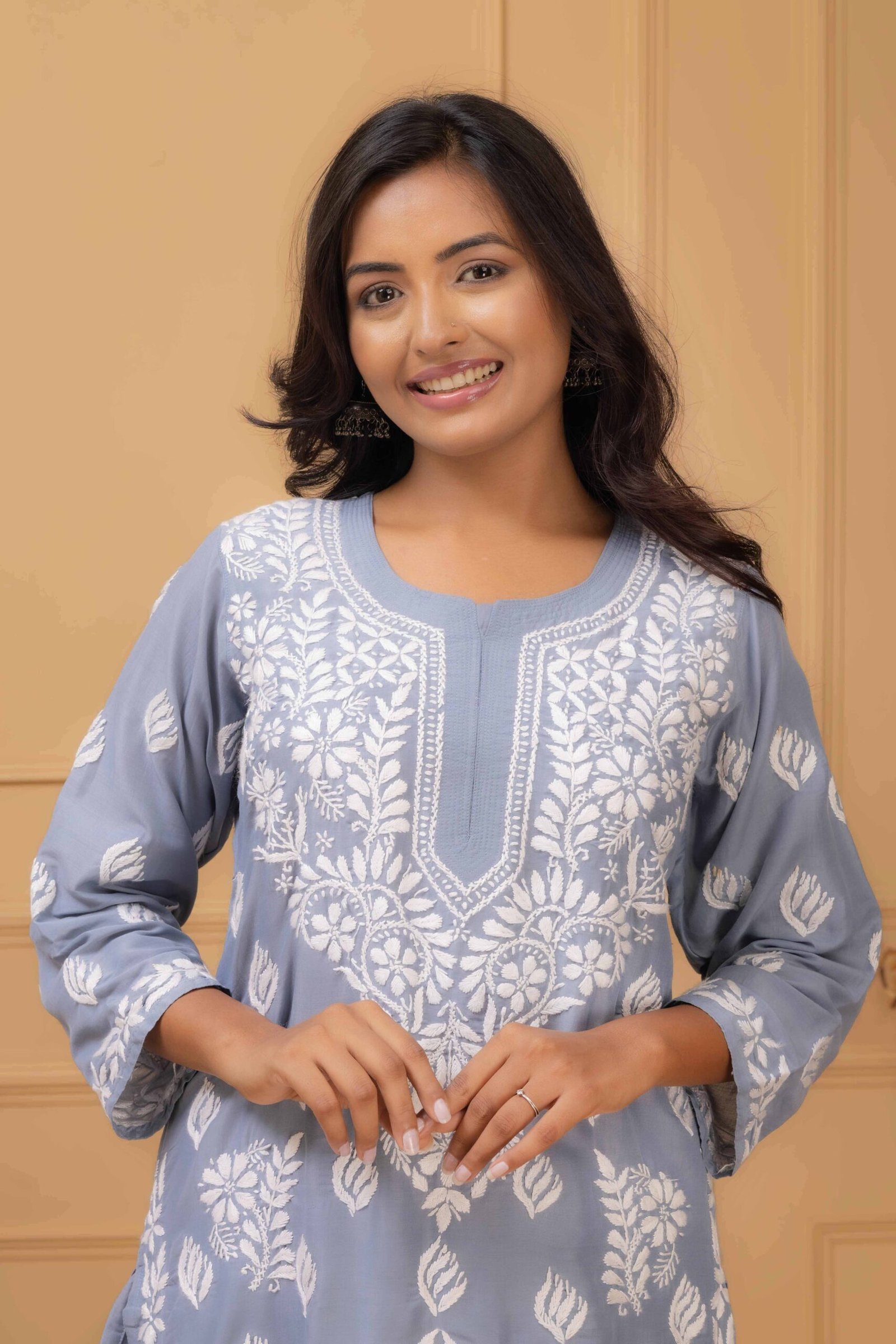 Grey Muslin Kurti set