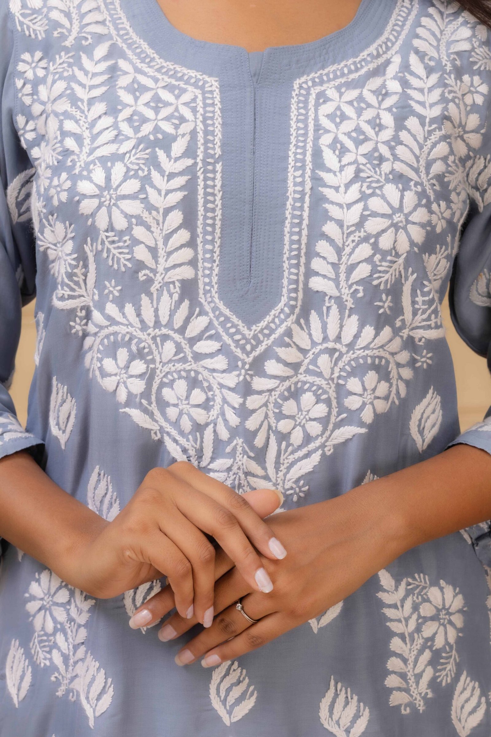 Grey Muslin Kurti set