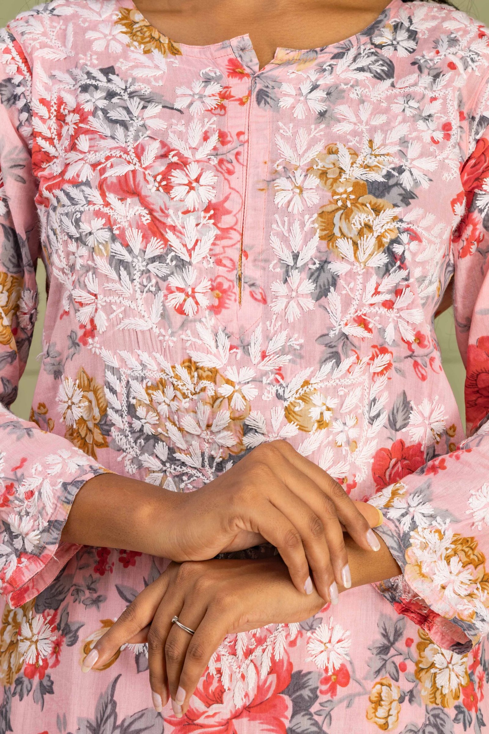Light pink mul cotton kurti