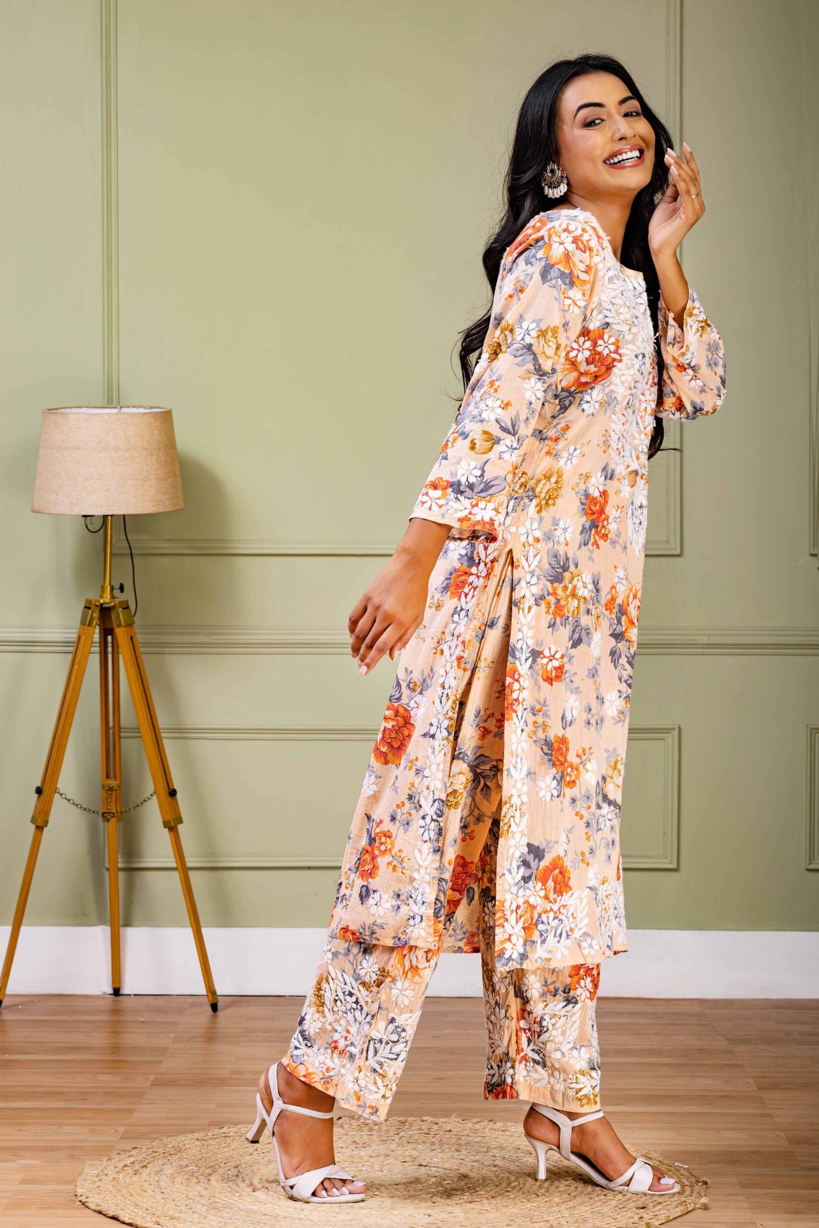 Peach mul cotton kurti