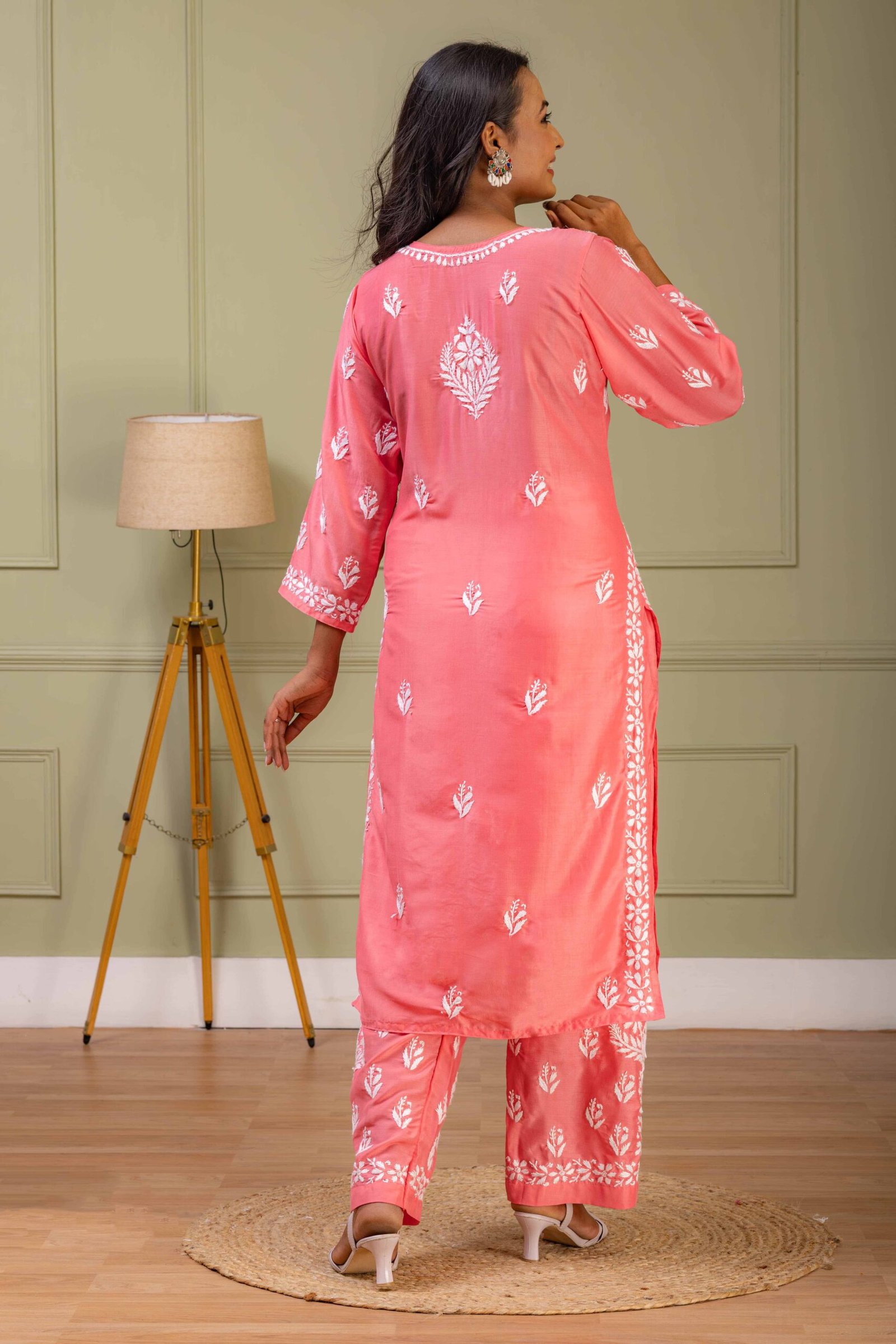 Punch pink Muslin Kurti set