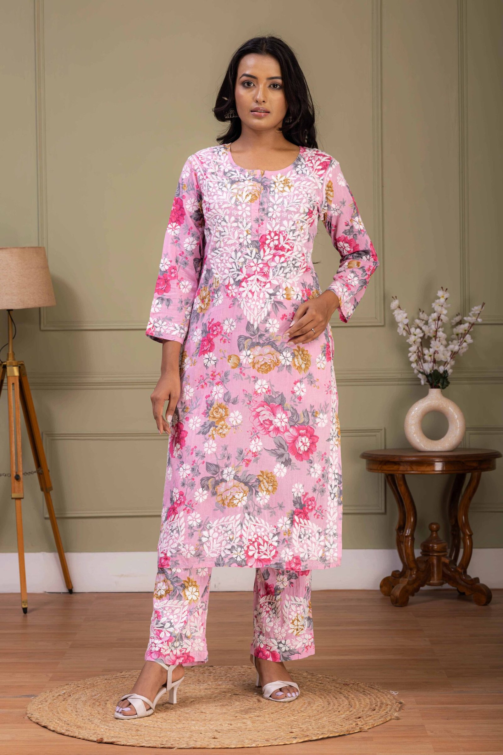 Pink mul cotton kurti