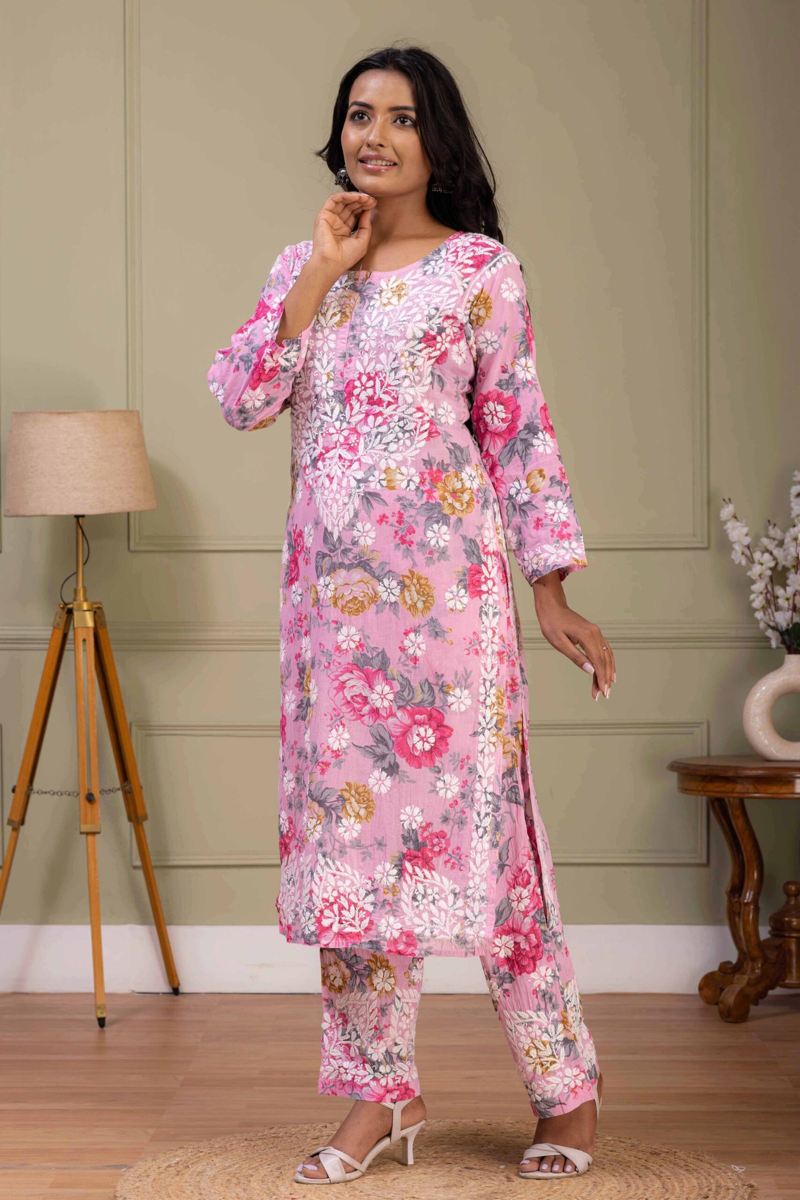Pink mul cotton kurti