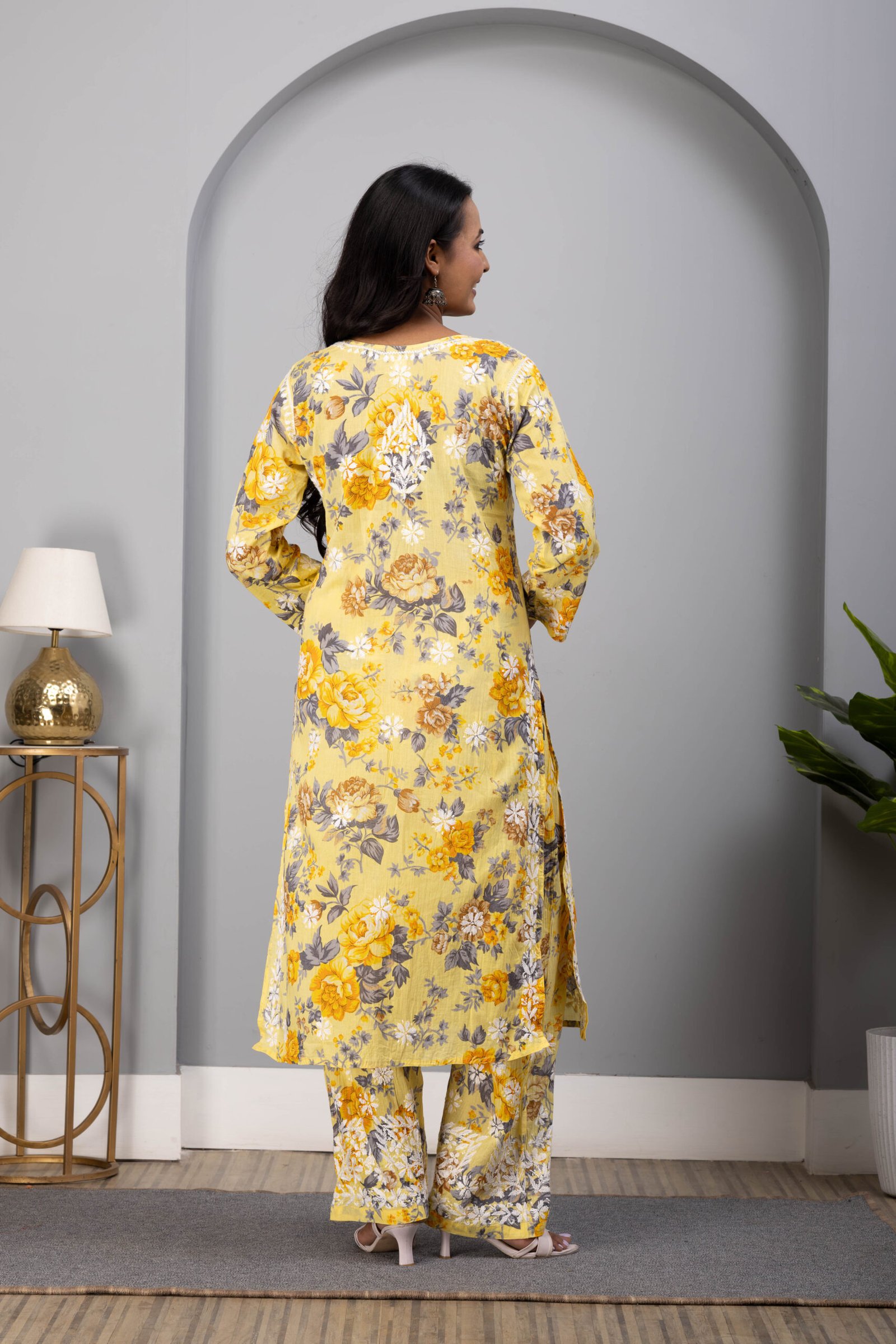 Yellow mul cotton kurti